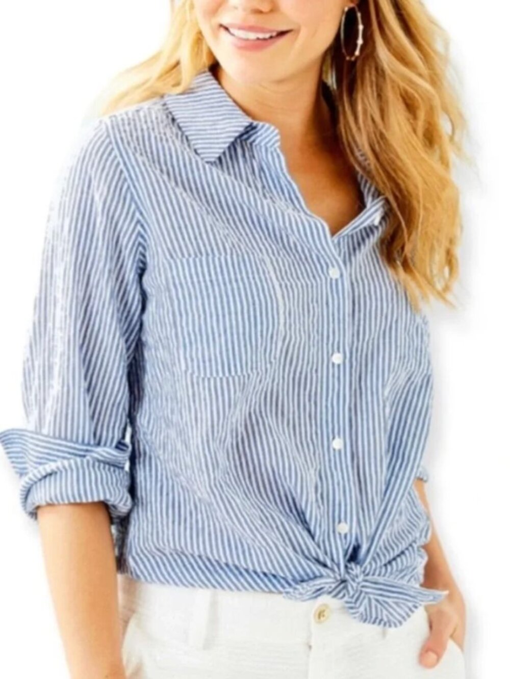 Lilly Pulitzer Striped Cotton Button Up Summer Shirt